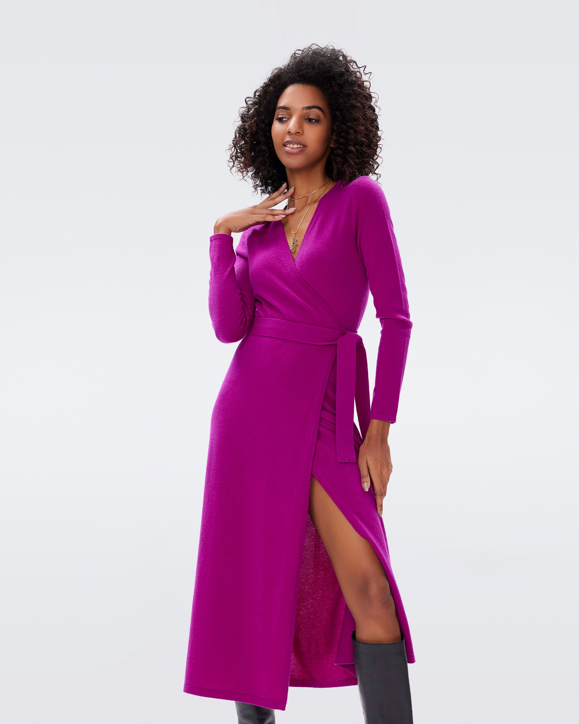 Cashmere wrap clearance dress