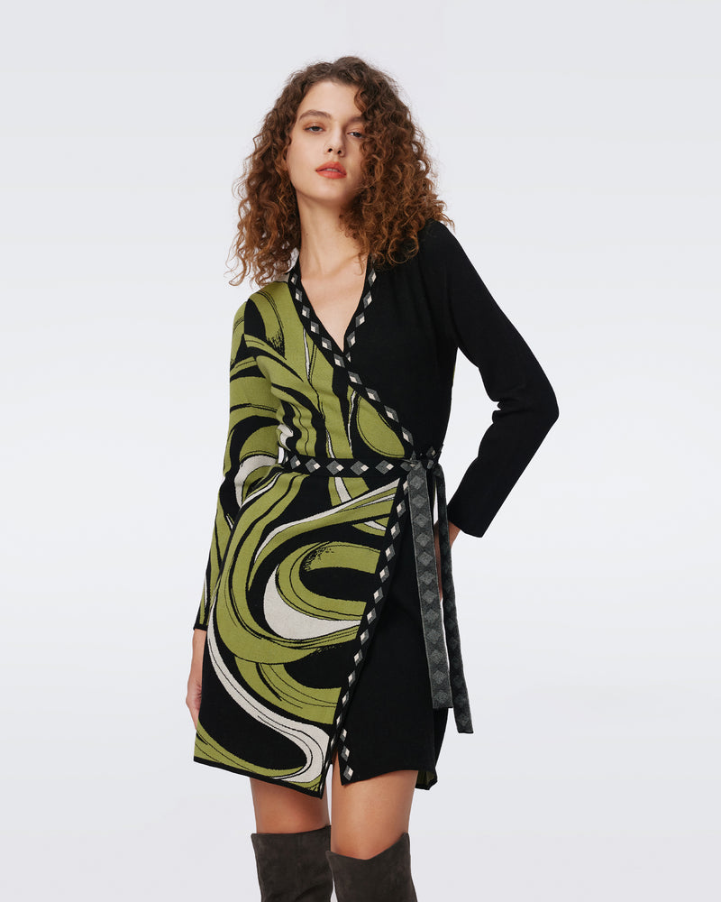 Aubrey Knit Jacquard Wrap Dress Diane von Furstenberg