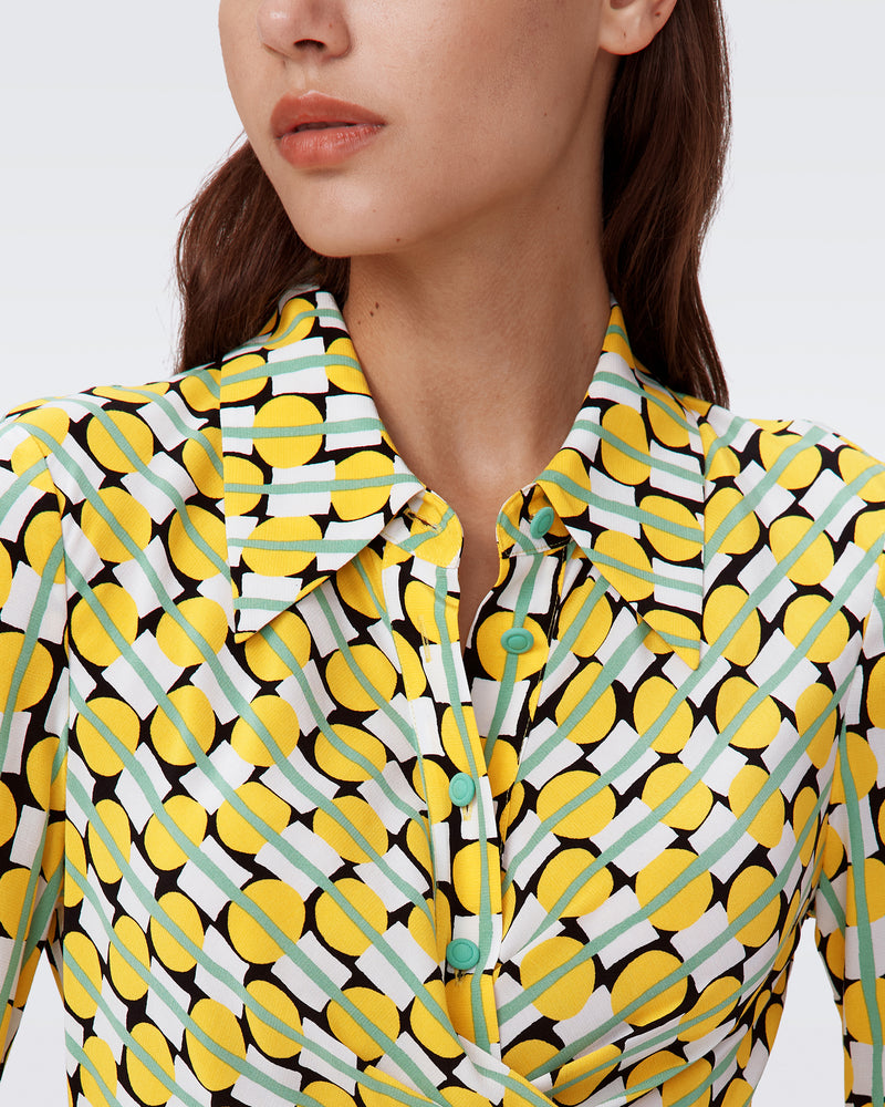 Dvf yellow wrap dress hotsell